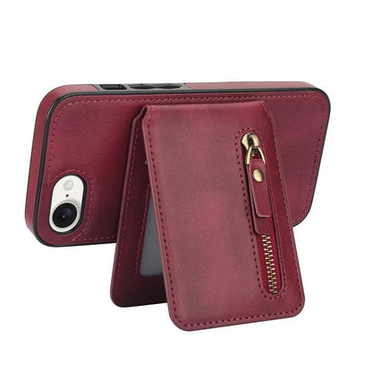 For iPhone 16e Zipper Wallet Split MagSafe Leather Back Phone Case(Red) - iPhone 16e Cases by buy2fix | Online Shopping UK | buy2fix