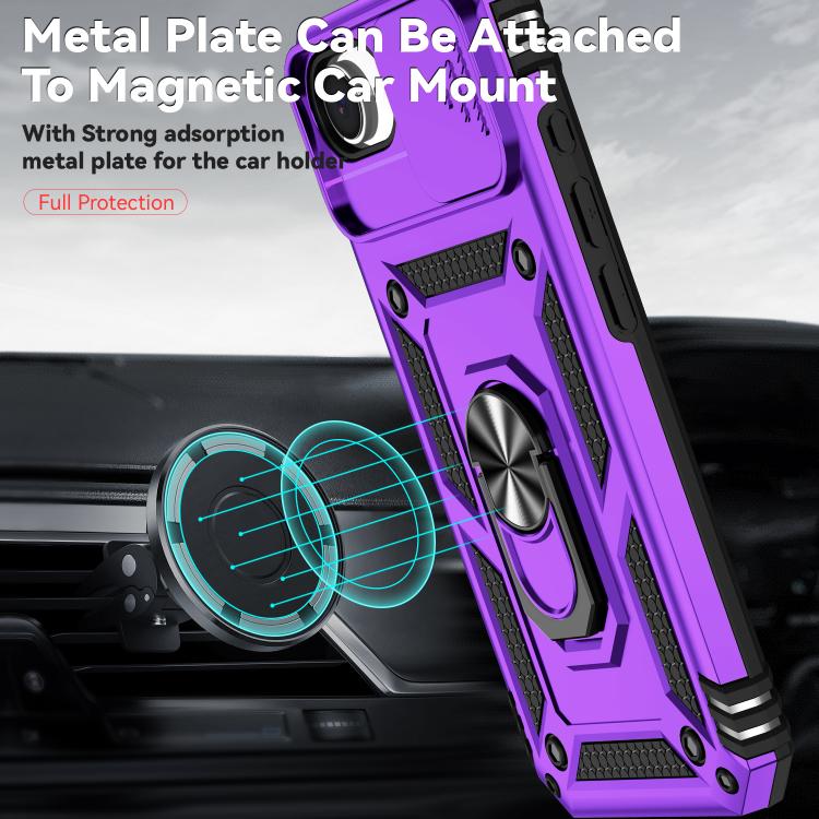 For iPhone 16e Sliding Camshield Holder Phone Case(Purple) - iPhone 16e Cases by buy2fix | Online Shopping UK | buy2fix