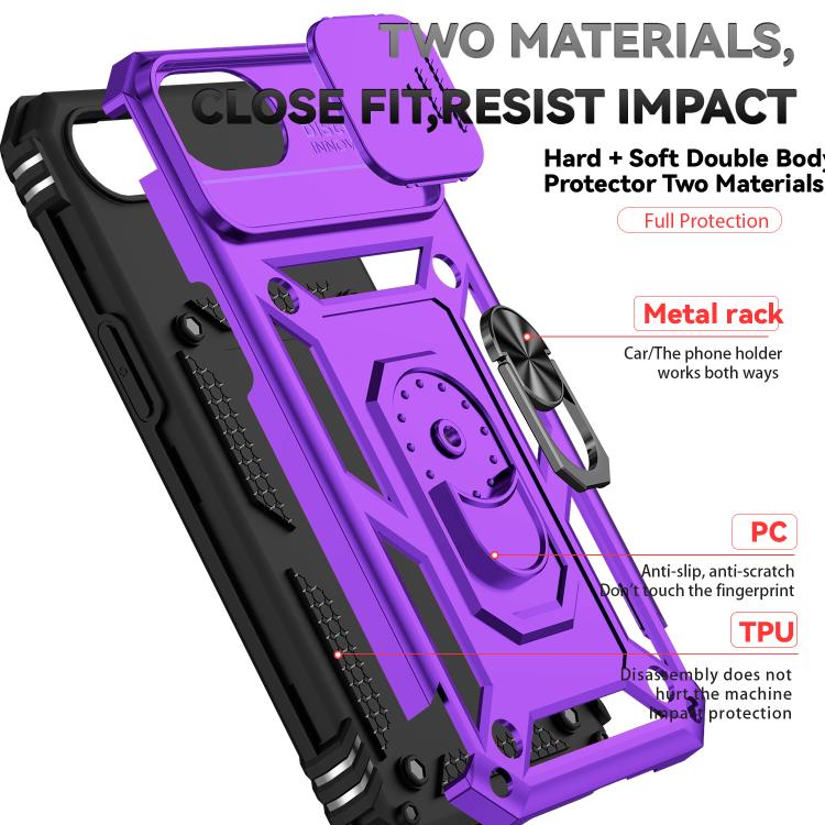 For iPhone 16e Sliding Camshield Holder Phone Case(Purple) - iPhone 16e Cases by buy2fix | Online Shopping UK | buy2fix