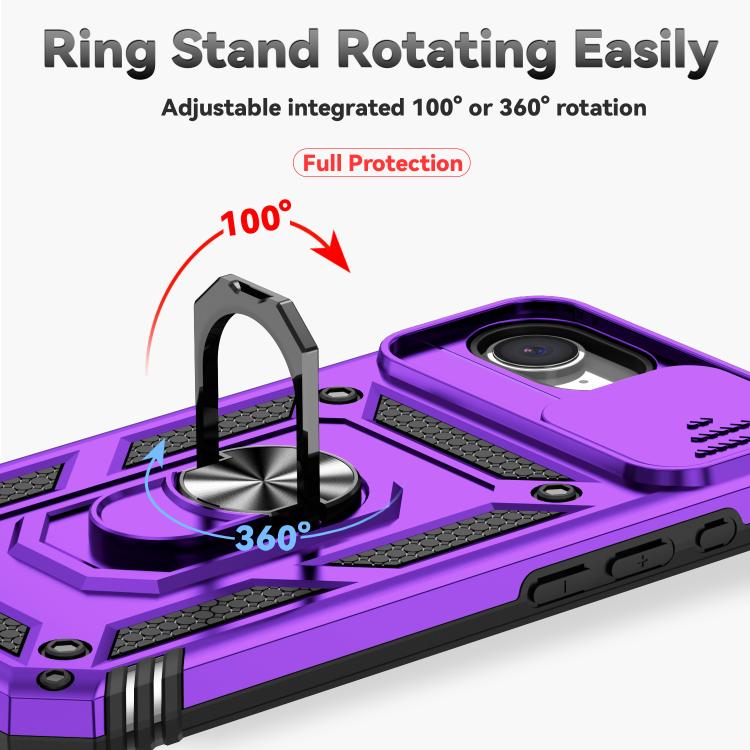 For iPhone 16e Sliding Camshield Holder Phone Case(Purple) - iPhone 16e Cases by buy2fix | Online Shopping UK | buy2fix