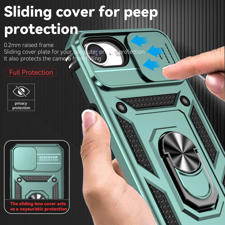 For iPhone 16e Sliding Camshield Holder Phone Case(Dark Green) - iPhone 16e Cases by buy2fix | Online Shopping UK | buy2fix