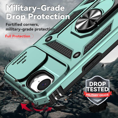 For iPhone 16e Sliding Camshield Holder Phone Case(Dark Green) - iPhone 16e Cases by buy2fix | Online Shopping UK | buy2fix