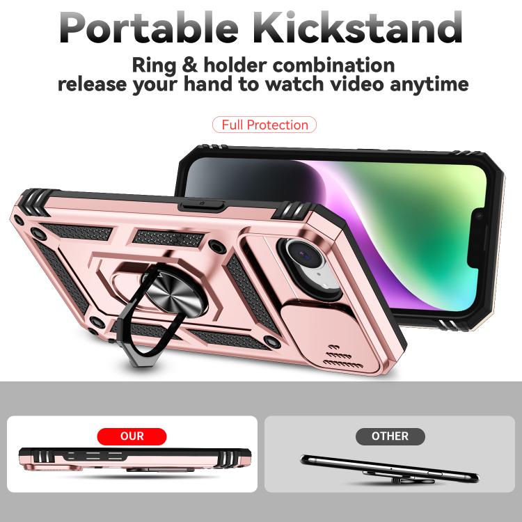 For iPhone 16e Sliding Camshield Holder Phone Case(Rose Gold) - iPhone 16e Cases by buy2fix | Online Shopping UK | buy2fix