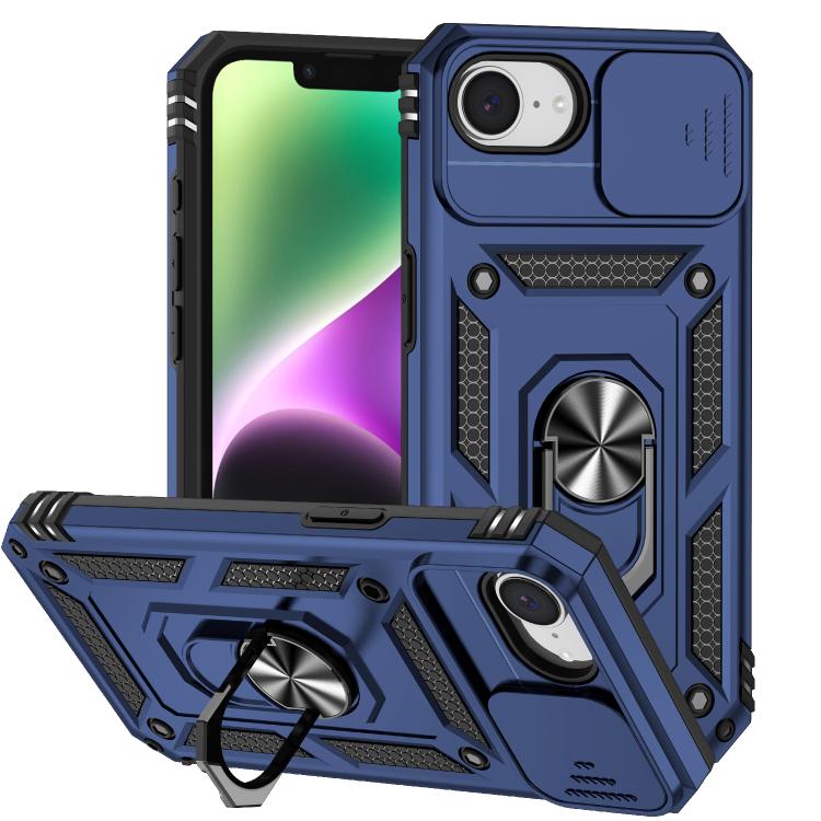 For iPhone 16e Sliding Camshield Holder Phone Case(Blue) - iPhone 16e Cases by buy2fix | Online Shopping UK | buy2fix