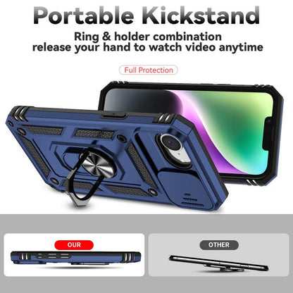 For iPhone 16e Sliding Camshield Holder Phone Case(Blue) - iPhone 16e Cases by buy2fix | Online Shopping UK | buy2fix