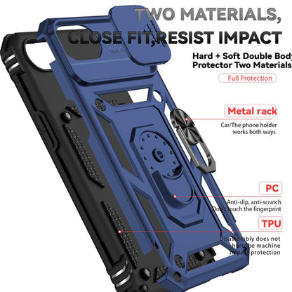 For iPhone 16e Sliding Camshield Holder Phone Case(Blue) - iPhone 16e Cases by buy2fix | Online Shopping UK | buy2fix