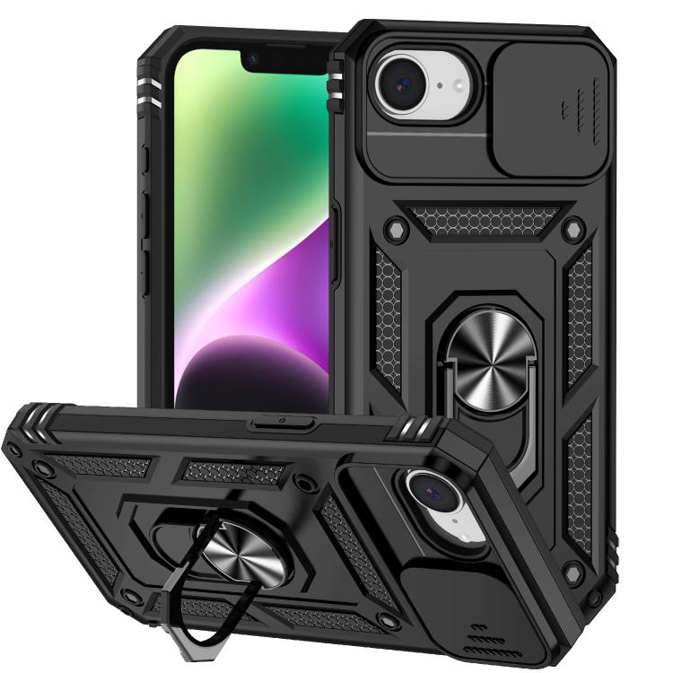 For iPhone 16e Sliding Camshield Holder Phone Case(Black) - iPhone 16e Cases by buy2fix | Online Shopping UK | buy2fix