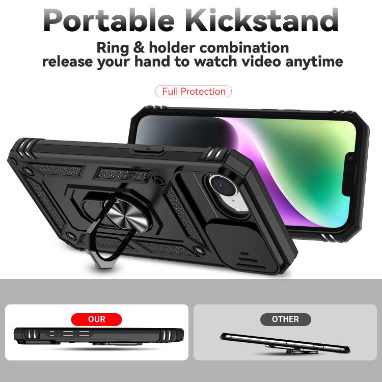 For iPhone 16e Sliding Camshield Holder Phone Case(Black) - iPhone 16e Cases by buy2fix | Online Shopping UK | buy2fix