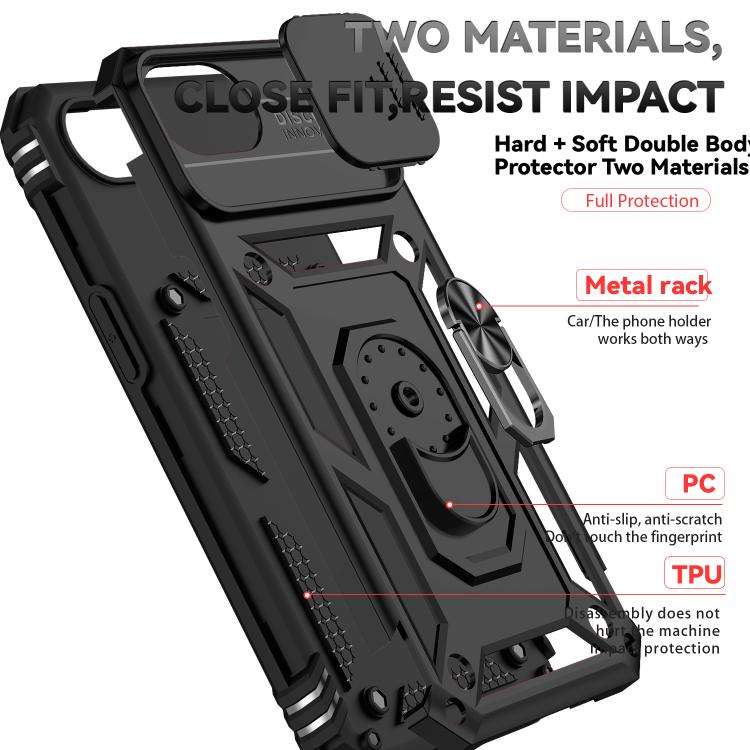 For iPhone 16e Sliding Camshield Holder Phone Case(Black) - iPhone 16e Cases by buy2fix | Online Shopping UK | buy2fix