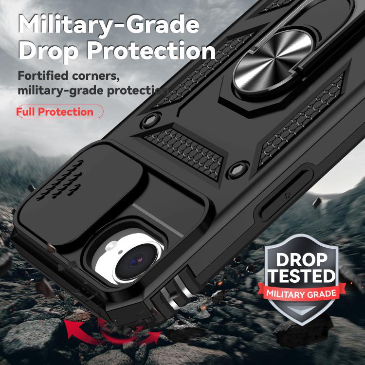 For iPhone 16e Sliding Camshield Holder Phone Case(Black) - iPhone 16e Cases by buy2fix | Online Shopping UK | buy2fix