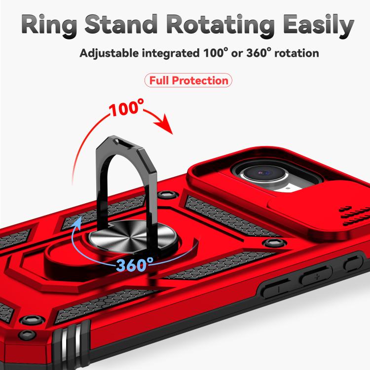 For iPhone 16e Sliding Camshield Holder Phone Case(Red) - iPhone 16e Cases by buy2fix | Online Shopping UK | buy2fix