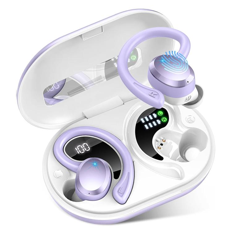 Q38 Ear-mounted LED Digital Display Wireless Bluetooth Earphone(Purple) - Bluetooth Earphone by buy2fix | Online Shopping UK | buy2fix