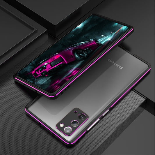 For Samsung Galaxy Note20 Ultra Aluminum Alloy Shockproof Protective Bumper Frame(Black Purple) - Galaxy Note20 Ultra Cases by buy2fix | Online Shopping UK | buy2fix