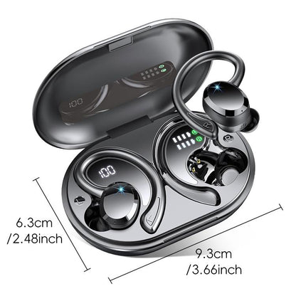 Q38 Ear-mounted LED Digital Display Wireless Bluetooth Earphone(Black) - Bluetooth Earphone by buy2fix | Online Shopping UK | buy2fix