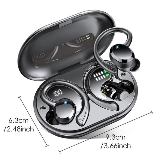 Q38 Ear-mounted LED Digital Display Wireless Bluetooth Earphone(Black) - Bluetooth Earphone by buy2fix | Online Shopping UK | buy2fix