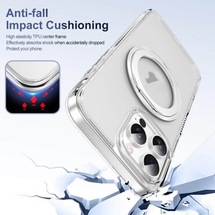 For iPhone 16 Pro Max Translucent Frosted MagSafe Holder Phone Case with AI Button(Transparent) - iPhone 16 Pro Max Cases by buy2fix | Online Shopping UK | buy2fix