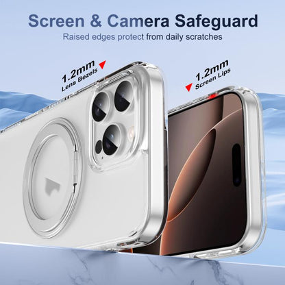 For iPhone 16 Pro Max Translucent Frosted MagSafe Holder Phone Case with AI Button(Transparent) - iPhone 16 Pro Max Cases by buy2fix | Online Shopping UK | buy2fix