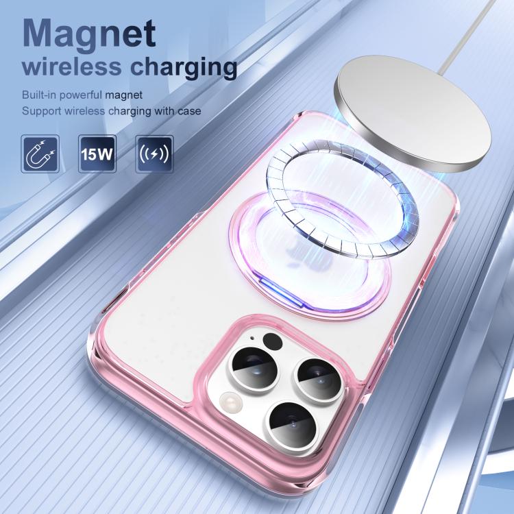 For iPhone 16 Pro Max Translucent Frosted MagSafe Holder Phone Case with AI Button(Pink) - iPhone 16 Pro Max Cases by buy2fix | Online Shopping UK | buy2fix