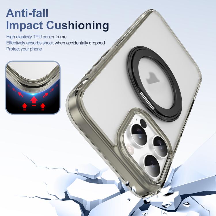 For iPhone 16 Pro Max Translucent Frosted MagSafe Holder Phone Case with AI Button(Grey) - iPhone 16 Pro Max Cases by buy2fix | Online Shopping UK | buy2fix