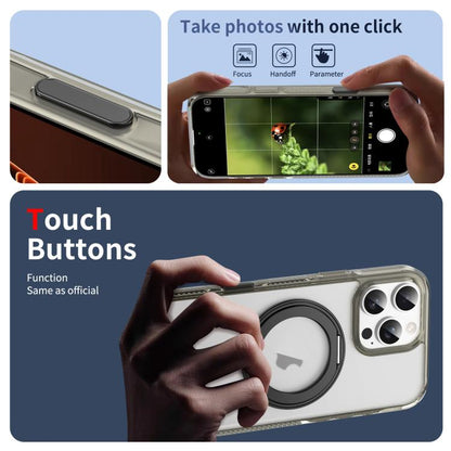 For iPhone 16 Pro Max Translucent Frosted MagSafe Holder Phone Case with AI Button(Grey) - iPhone 16 Pro Max Cases by buy2fix | Online Shopping UK | buy2fix