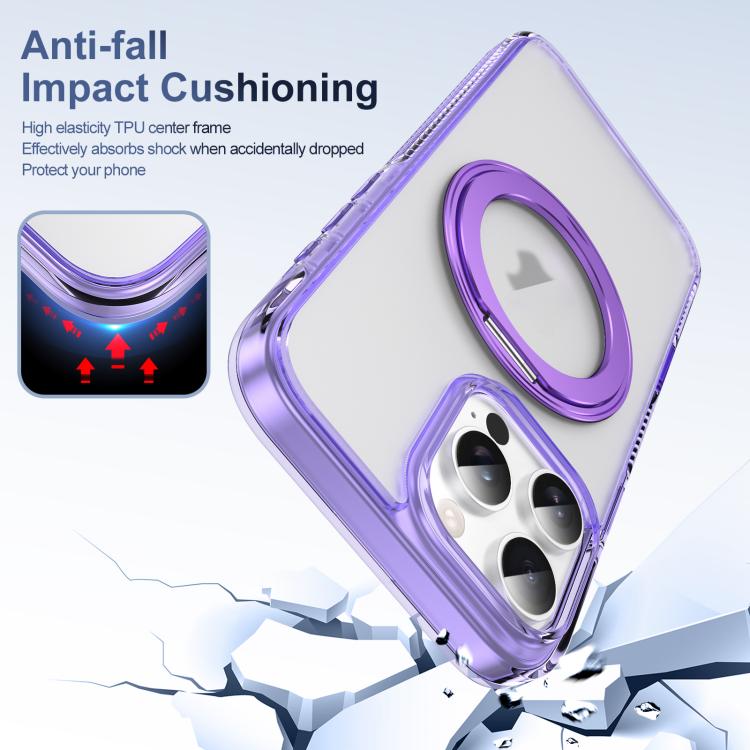 For iPhone 16 Pro Max Translucent Frosted MagSafe Holder Phone Case with AI Button(Purple) - iPhone 16 Pro Max Cases by buy2fix | Online Shopping UK | buy2fix