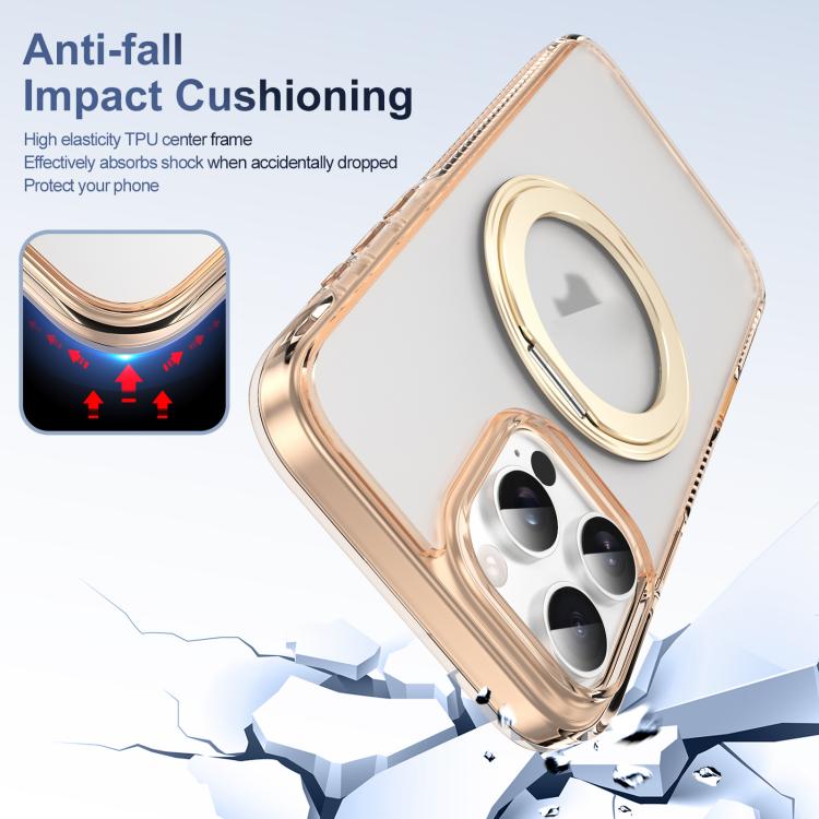 For iPhone 16 Pro Max Translucent Frosted MagSafe Holder Phone Case with AI Button(Gold) - iPhone 16 Pro Max Cases by buy2fix | Online Shopping UK | buy2fix