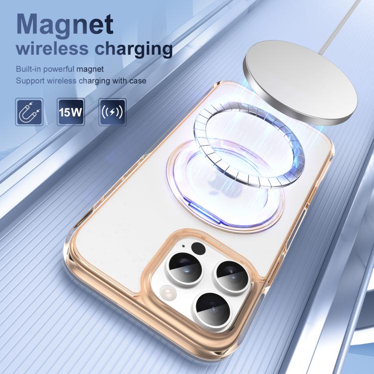For iPhone 16 Pro Max Translucent Frosted MagSafe Holder Phone Case with AI Button(Gold) - iPhone 16 Pro Max Cases by buy2fix | Online Shopping UK | buy2fix