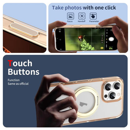 For iPhone 16 Pro Max Translucent Frosted MagSafe Holder Phone Case with AI Button(Gold) - iPhone 16 Pro Max Cases by buy2fix | Online Shopping UK | buy2fix