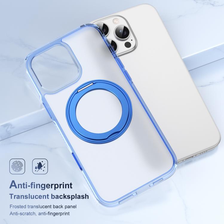 For iPhone 16 Pro Translucent Frosted MagSafe Holder Phone Case with AI Button(Blue) - iPhone 16 Pro Cases by buy2fix | Online Shopping UK | buy2fix