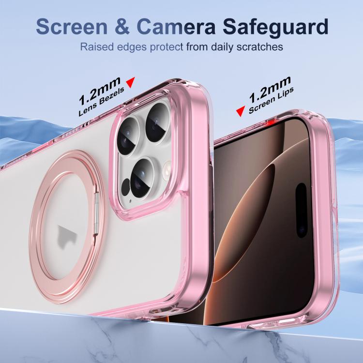 For iPhone 16 Pro Translucent Frosted MagSafe Holder Phone Case with AI Button(Pink) - iPhone 16 Pro Cases by buy2fix | Online Shopping UK | buy2fix