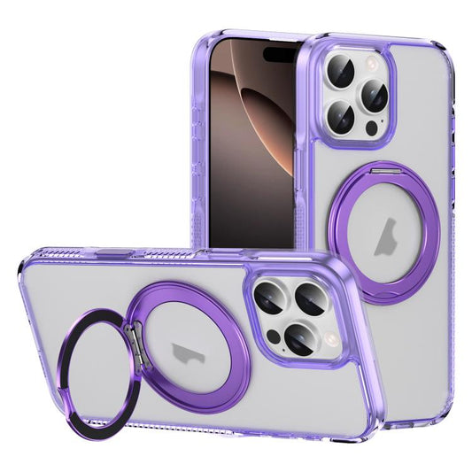 For iPhone 16 Pro Translucent Frosted MagSafe Holder Phone Case with AI Button(Purple) - iPhone 16 Pro Cases by buy2fix | Online Shopping UK | buy2fix