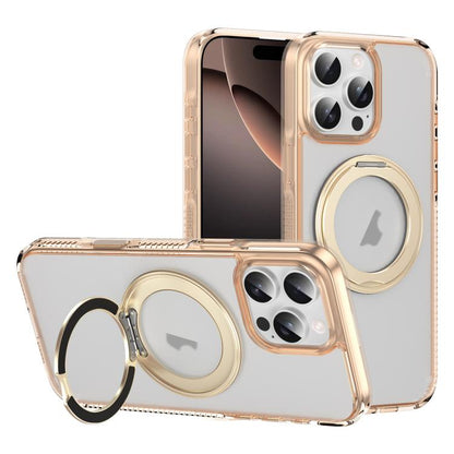 For iPhone 16 Pro Translucent Frosted MagSafe Holder Phone Case with AI Button(Gold) - iPhone 16 Pro Cases by buy2fix | Online Shopping UK | buy2fix