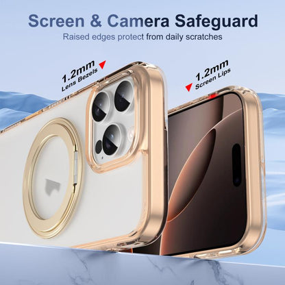 For iPhone 16 Pro Translucent Frosted MagSafe Holder Phone Case with AI Button(Gold) - iPhone 16 Pro Cases by buy2fix | Online Shopping UK | buy2fix