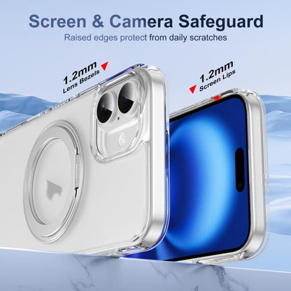 For iPhone 16 Plus Translucent Frosted MagSafe Holder Phone Case with AI Button(Transparent) - iPhone 16 Plus Cases by buy2fix | Online Shopping UK | buy2fix