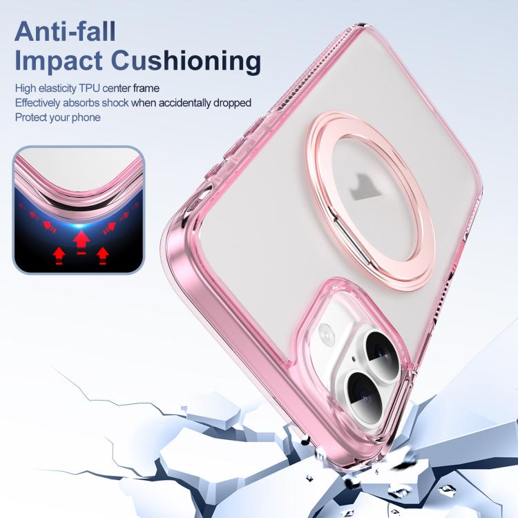 For iPhone 16 Plus Translucent Frosted MagSafe Holder Phone Case with AI Button(Pink) - iPhone 16 Plus Cases by buy2fix | Online Shopping UK | buy2fix
