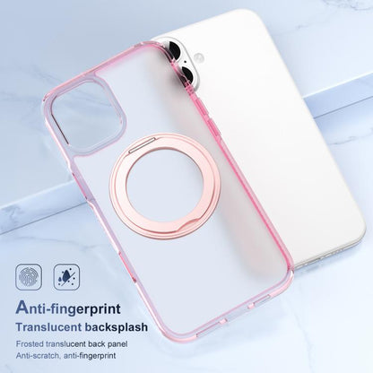 For iPhone 16 Plus Translucent Frosted MagSafe Holder Phone Case with AI Button(Pink) - iPhone 16 Plus Cases by buy2fix | Online Shopping UK | buy2fix