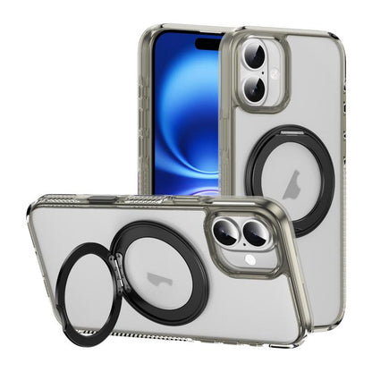 For iPhone 16 Plus Translucent Frosted MagSafe Holder Phone Case with AI Button(Grey) - iPhone 16 Plus Cases by buy2fix | Online Shopping UK | buy2fix