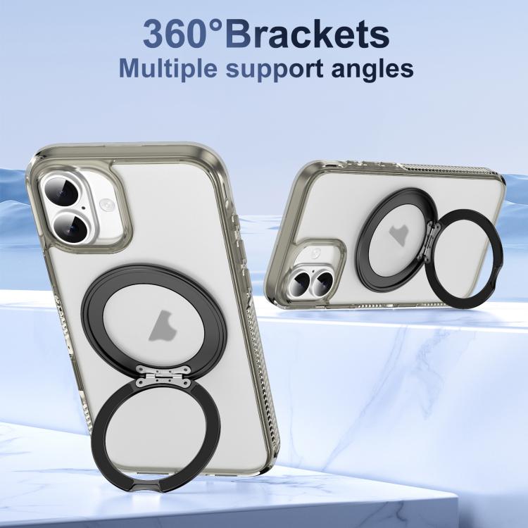 For iPhone 16 Plus Translucent Frosted MagSafe Holder Phone Case with AI Button(Grey) - iPhone 16 Plus Cases by buy2fix | Online Shopping UK | buy2fix