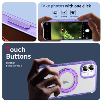 For iPhone 16 Plus Translucent Frosted MagSafe Holder Phone Case with AI Button(Purple) - iPhone 16 Plus Cases by buy2fix | Online Shopping UK | buy2fix