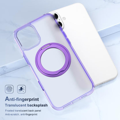For iPhone 16 Plus Translucent Frosted MagSafe Holder Phone Case with AI Button(Purple) - iPhone 16 Plus Cases by buy2fix | Online Shopping UK | buy2fix