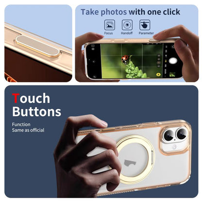 For iPhone 16 Plus Translucent Frosted MagSafe Holder Phone Case with AI Button(Gold) - iPhone 16 Plus Cases by buy2fix | Online Shopping UK | buy2fix