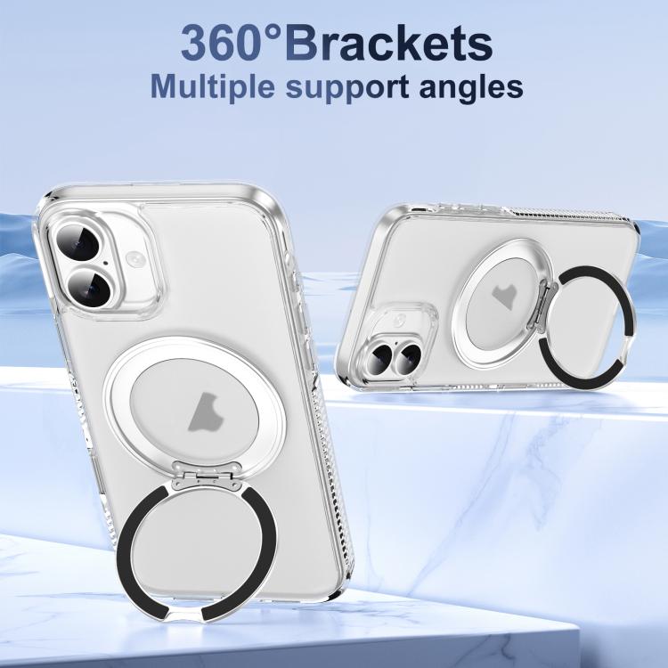 For iPhone 16 Translucent Frosted MagSafe Holder Phone Case with AI Button(Transparent) - iPhone 16 Cases by buy2fix | Online Shopping UK | buy2fix