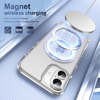 For iPhone 16 Translucent Frosted MagSafe Holder Phone Case with AI Button(Transparent) - iPhone 16 Cases by buy2fix | Online Shopping UK | buy2fix