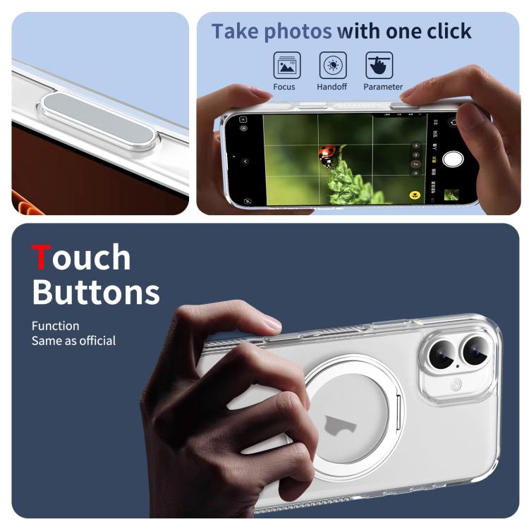For iPhone 16 Translucent Frosted MagSafe Holder Phone Case with AI Button(Transparent) - iPhone 16 Cases by buy2fix | Online Shopping UK | buy2fix