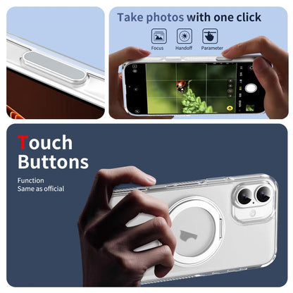 For iPhone 16 Translucent Frosted MagSafe Holder Phone Case with AI Button(Transparent) - iPhone 16 Cases by buy2fix | Online Shopping UK | buy2fix