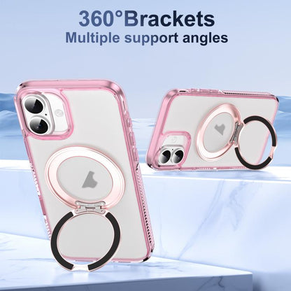 For iPhone 16 Translucent Frosted MagSafe Holder Phone Case with AI Button(Pink) - iPhone 16 Cases by buy2fix | Online Shopping UK | buy2fix
