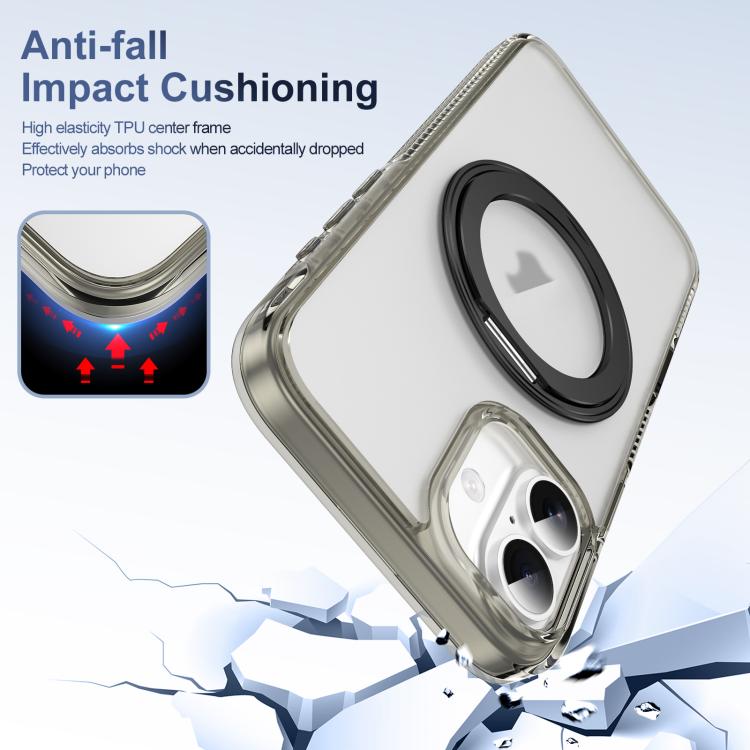 For iPhone 16 Translucent Frosted MagSafe Holder Phone Case with AI Button(Grey) - iPhone 16 Cases by buy2fix | Online Shopping UK | buy2fix