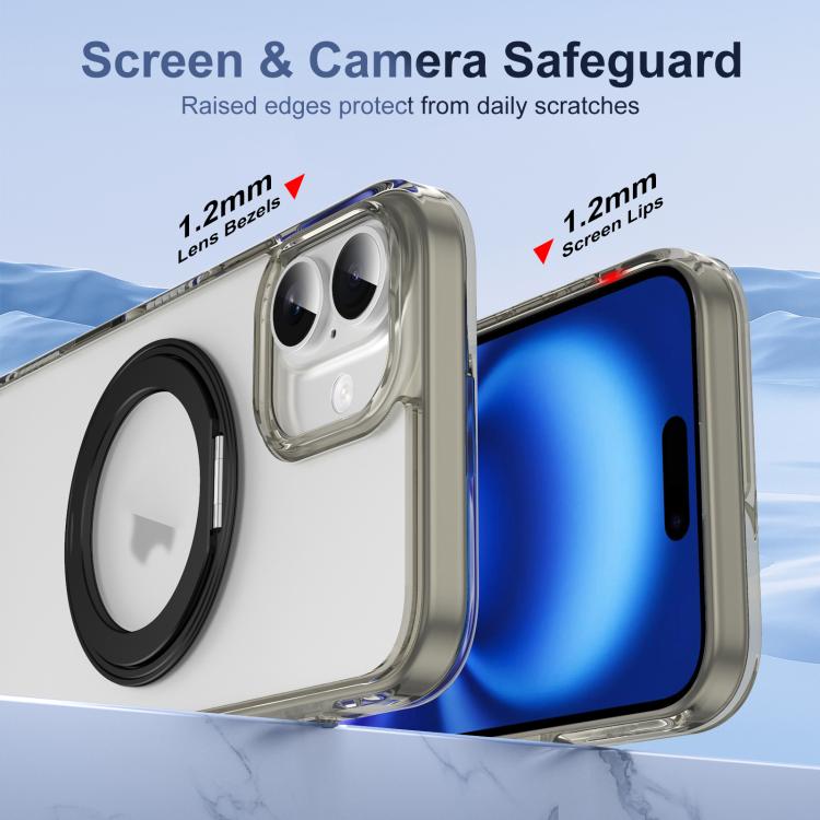 For iPhone 16 Translucent Frosted MagSafe Holder Phone Case with AI Button(Grey) - iPhone 16 Cases by buy2fix | Online Shopping UK | buy2fix