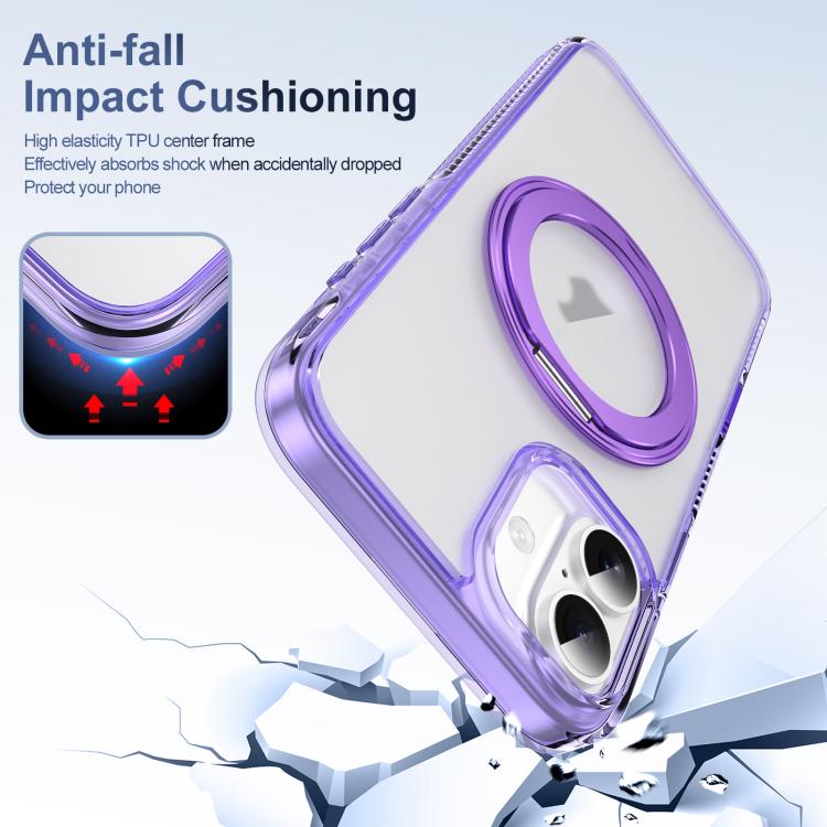 For iPhone 16 Translucent Frosted MagSafe Holder Phone Case with AI Button(Purple) - iPhone 16 Cases by buy2fix | Online Shopping UK | buy2fix