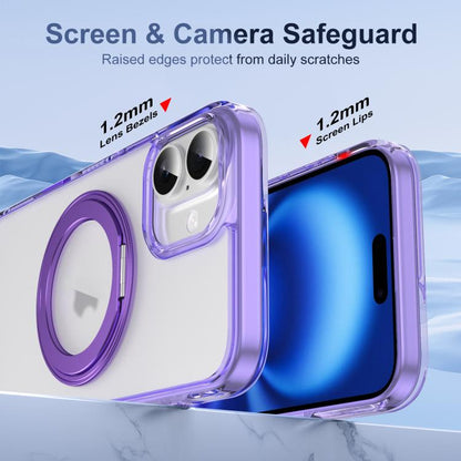 For iPhone 16 Translucent Frosted MagSafe Holder Phone Case with AI Button(Purple) - iPhone 16 Cases by buy2fix | Online Shopping UK | buy2fix